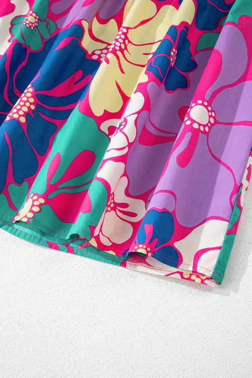 Vestido Maxi Floral Roxo Alcinhas Franzido Solto