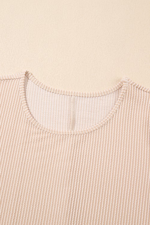 Vestido Curto Camiseta Pergaminho Tricot Cordado Gola Redonda Manga Bufante