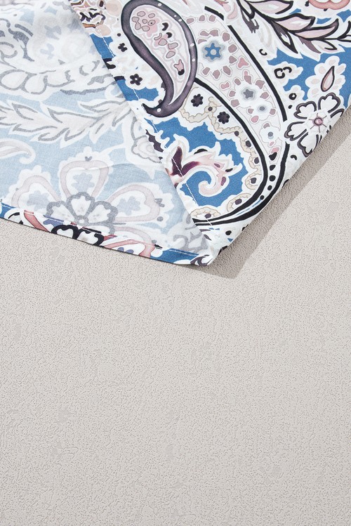 Vestido Maxi Boho Paisley Azul Ombro Caído