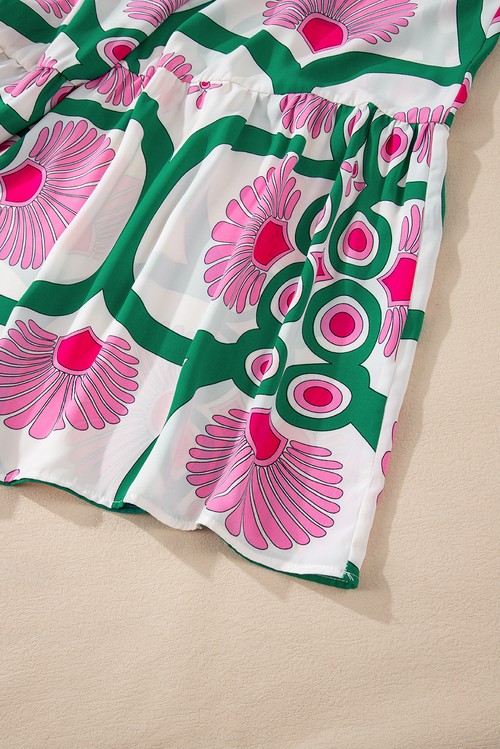 Vestido Maxi Boho Floral Rosa Manga Longa Botões Solto