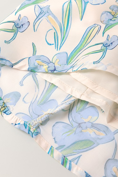 Vestido Camisa Floral Verde Gola Polo Botões Manga Curta Shift