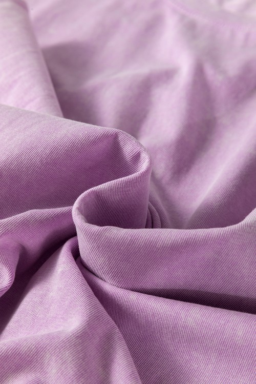 Vestido Longo Camiseta Lavado Mineral Roxo com Bolso