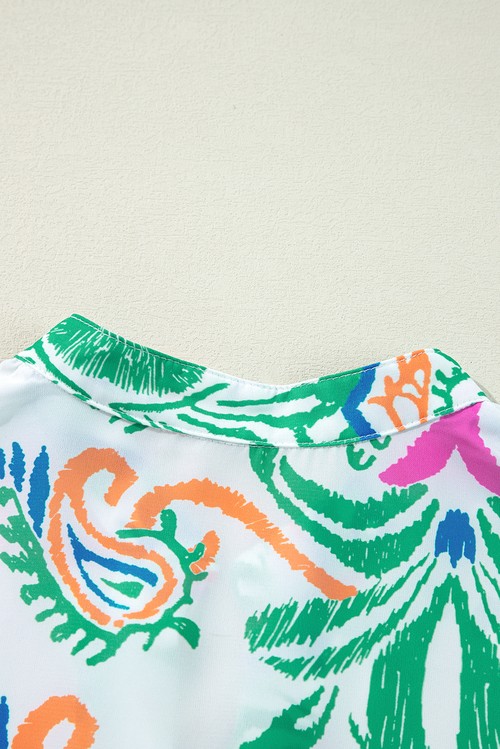 Vestido Curto Tribal Verde Manga Bracelete Botões