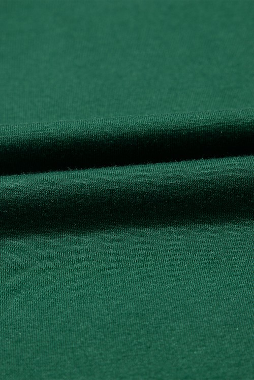 Vestido Shift Verde Escuro Renda Contraste Manga Raglan Pregueado